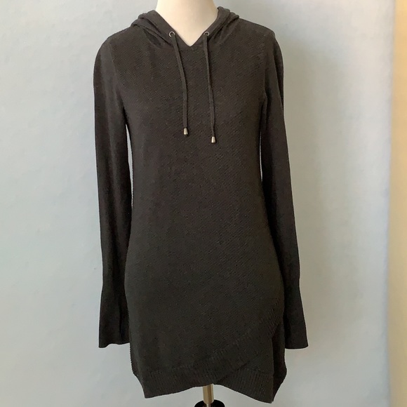 Dakini Dark Gray Hooded Long Sweater Dress - Picture 1 of 12